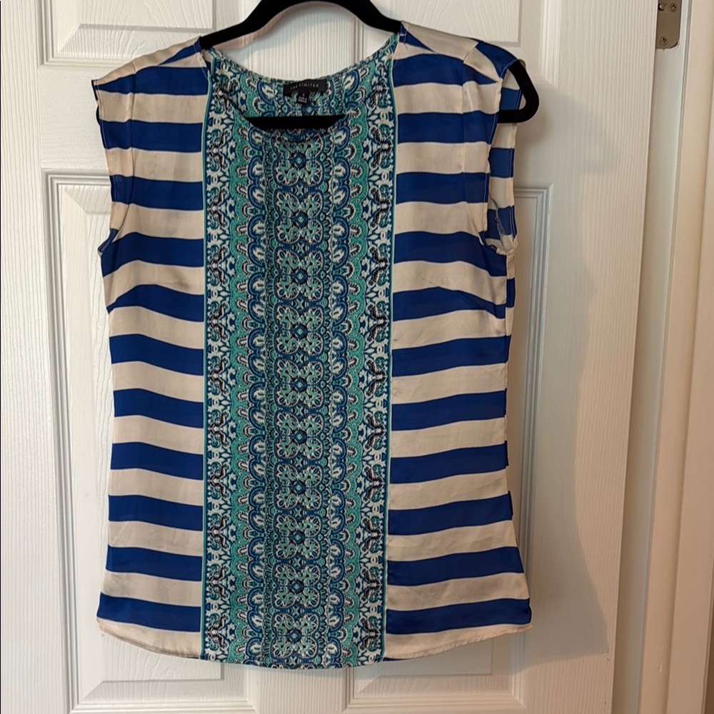 The Limited Blue and White Fitted Blouse